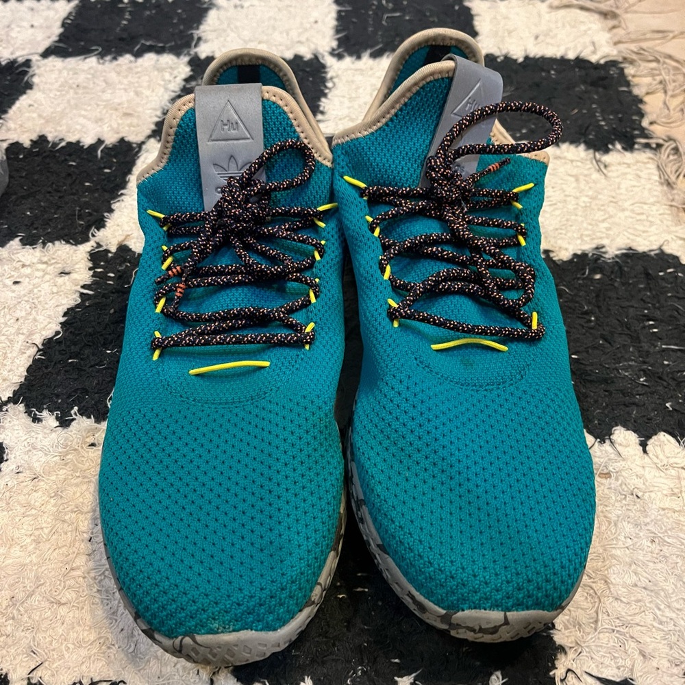 Adidas Pharrell Williams Tennis HU Men's Shoes Teal-Yellow-Grey Marble cq1872